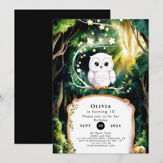 Magisch In de Bossen Uil Verjaardag Kaart (Voorkant / Achterkant)