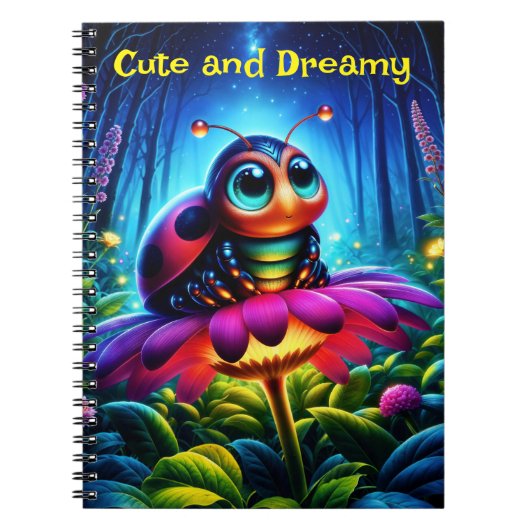 Magisch insect in een lichtgevend nachtelijk bos notitieboek (Voorkant)