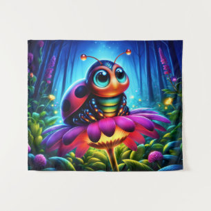 Magisch insect in een lichtgevend nachtelijk bos wandkleed