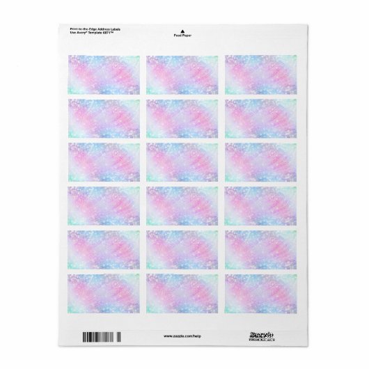 Magisch Iridescent Glitter bespaart roze design Etiket (Full Sheet)