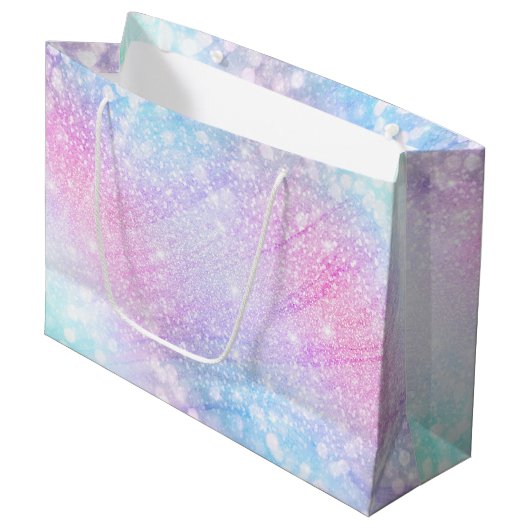 Magisch Iridescent Glitter bespaart roze design Groot Cadeauzakje (Voorkant Gekanteld)