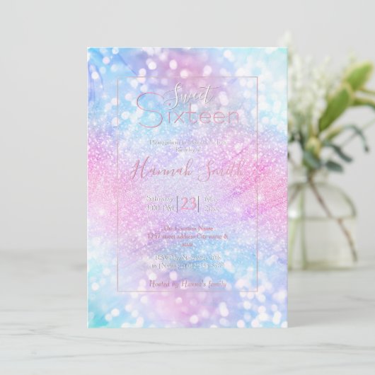 Magisch Iridescent Glitter bespaart roze design Kaart (Staand voorkant)