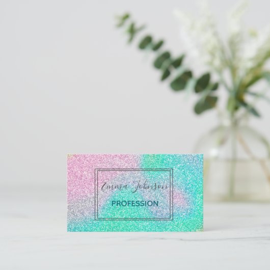 Magisch Iridescent Glitter Holographic Afbeelding Visitekaartje (Staand voorkant)