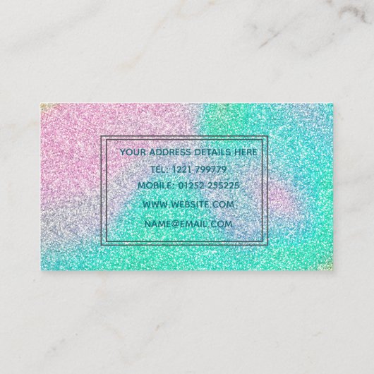 Magisch Iridescent Glitter Holographic Afbeelding Visitekaartje (Achterkant)