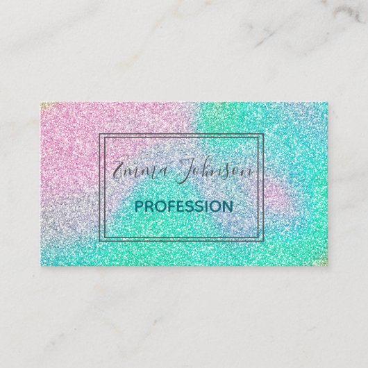 Magisch Iridescent Glitter Holographic Afbeelding Visitekaartje (Voorkant)