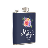 Magisch is in u de Waterverf van het Citaat Floral Heupfles (Rechts)