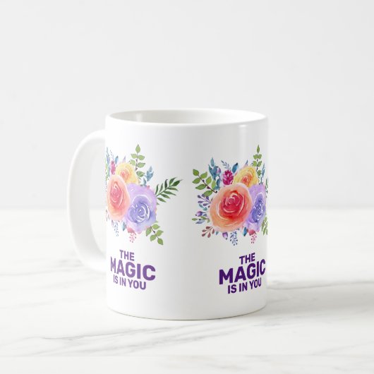 Magisch is in u de Waterverf van het Citaat Floral Koffiemok (Voorkant links)