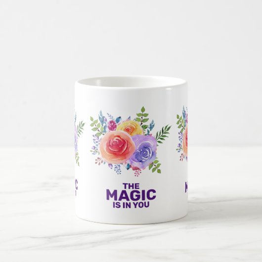 Magisch is in u de Waterverf van het Citaat Floral Koffiemok (Center)