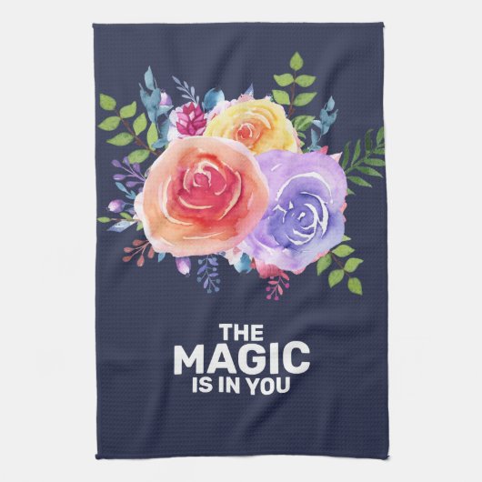 Magisch is in u de Waterverf van het Citaat Floral Theedoek (Verticaal)