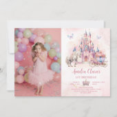 Magisch Kasteel Eenhoorn Prinses Verjaardagsfoto Kaart (Voorkant)