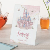 Magisch Kasteel Eenhoorn Roze Prinses 1e Verjaarda Reclamebord Met Voetstuk (Insitu)