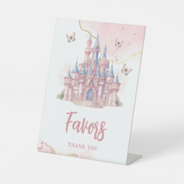 Magisch Kasteel Eenhoorn Roze Prinses 1e Verjaarda Reclamebord Met Voetstuk