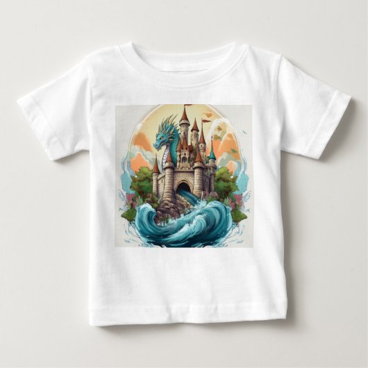 Magisch kasteel en Dragon T-shirt (Voorkant)