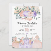 Magisch kasteel moderne roze prinses verjaardag kaart (Voorkant)