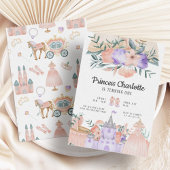 Magisch kasteel moderne roze prinses verjaardag kaart