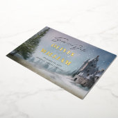 Magisch Kasteel Sprookje Bruiloft Save The Date Folie Uitnodiging (Gedraaid)