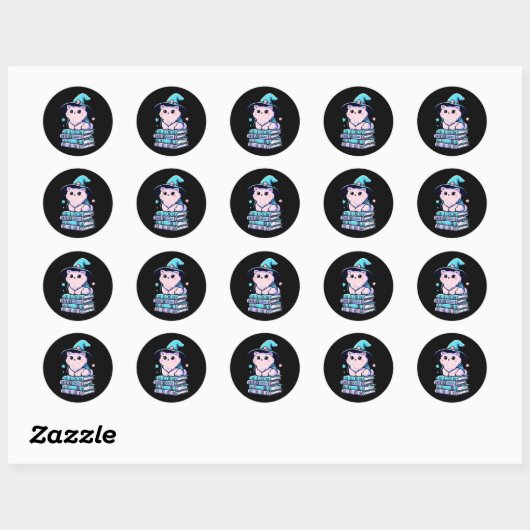 Magisch Kat tovenaar Ronde Sticker (Vel)
