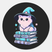 Magisch Kat tovenaar Ronde Sticker (Voorkant)