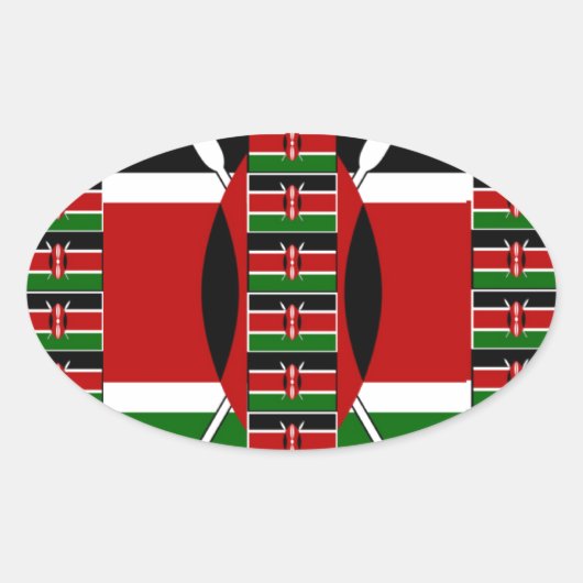 🇰🇪 Magisch Kenia: Lijst van Eenheid en Trots Ovale Sticker (Voorkant)