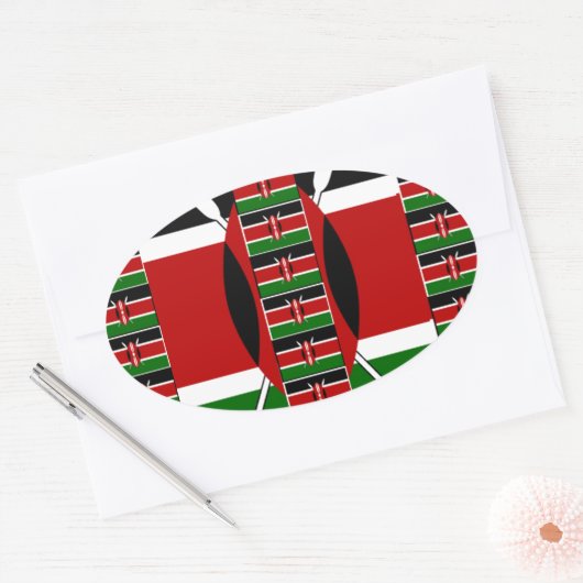 🇰🇪 Magisch Kenia: Lijst van Eenheid en Trots Ovale Sticker (Envelop)