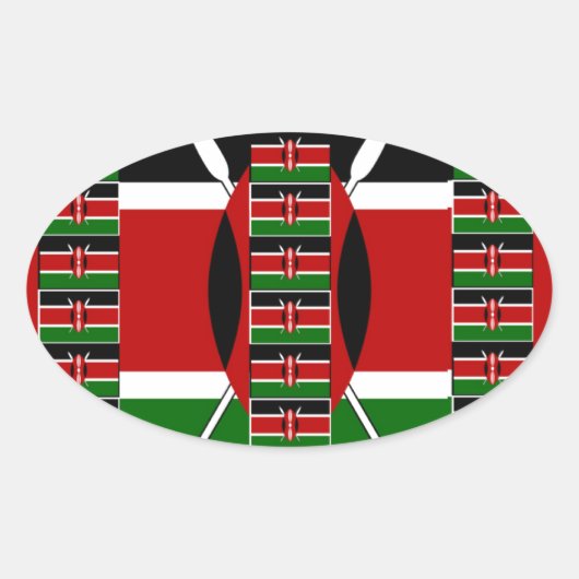 🇰🇪 Magisch Kenia: Lijst van Eenheid en Trots Ovale Sticker (Voorkant)