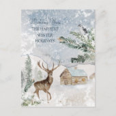 Magisch kerstbos Deer Bird Briefkaart (Voorkant)
