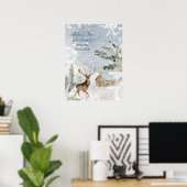 Magisch kerstbos Deer Bird Poster (Thuiskantoor)