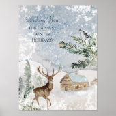 Magisch kerstbos Deer Bird Poster (Voorkant)