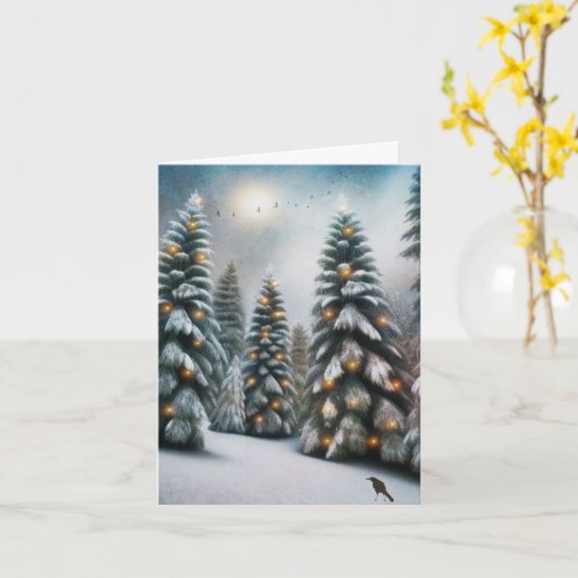 Magisch Kerstbos Kaart (Gele Bloem)