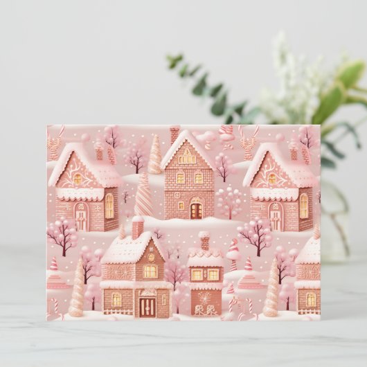 Magisch Kerstdorp Gepersonaliseerd Feestdagenkaart (Staand voorkant)