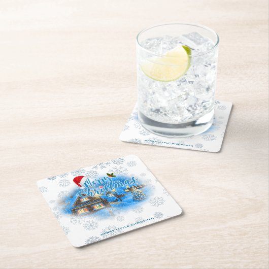 Magisch kerstdorp kartonnen onderzetters (Insitu)