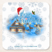 Magisch kerstdorp kartonnen onderzetters (Voorkant)