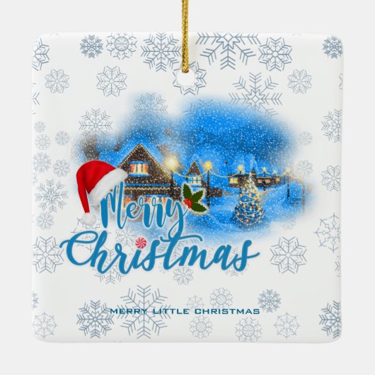 Magisch kerstdorp keramisch ornament (Achterkant)