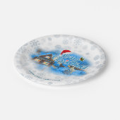 Magisch kerstdorp papieren bordje (Gekanteld)