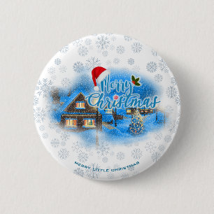 Magisch kerstdorp ronde button 5,7 cm