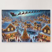 Magisch Kerstdorp Santa Reindeer Winter Legpuzzel (Horizontaal)