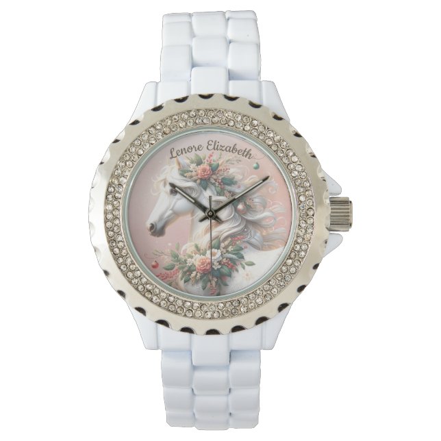 Magisch kerstnieuwjaarspaard horloge (Voorkant)