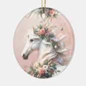 Magisch kerstnieuwjaarspaard keramisch ornament (Links)