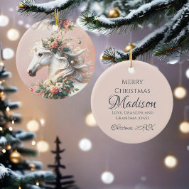 Magisch kerstnieuwjaarspaard keramisch ornament