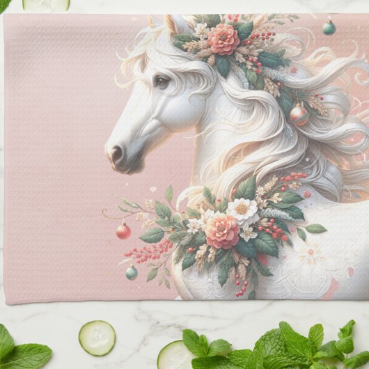 Magisch kerstnieuwjaarspaard theedoek