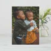 Magisch kerstseizoen met sterren fotokaart kaart (Staand voorkant)