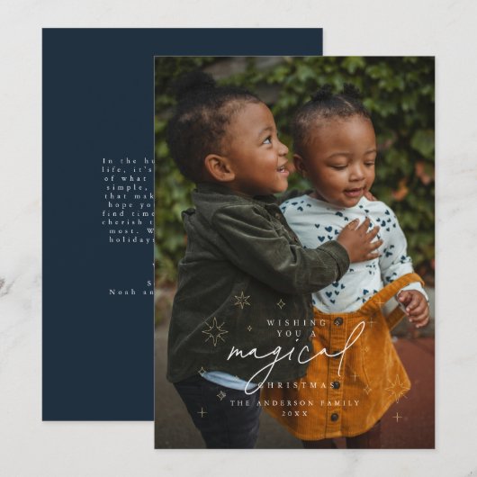 Magisch kerstseizoen met sterren fotokaart kaart (Voorkant / Achterkant)