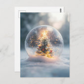 Magisch kerstsneeuw Wereldbol met gloeiende boom Briefkaart (Voorkant / Achterkant)
