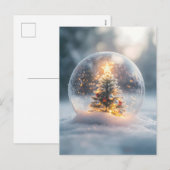 Magisch kerstsneeuw Wereldbol met gloeiende boom Feestdagenkaart (Voorkant / Achterkant)