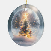 Magisch kerstsneeuw Wereldbol met gloeiende boom Keramisch Ornament (Links)