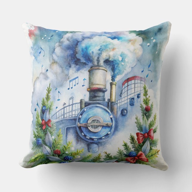 Magisch kersttreinkussen –  winter kussen (Voorkant)