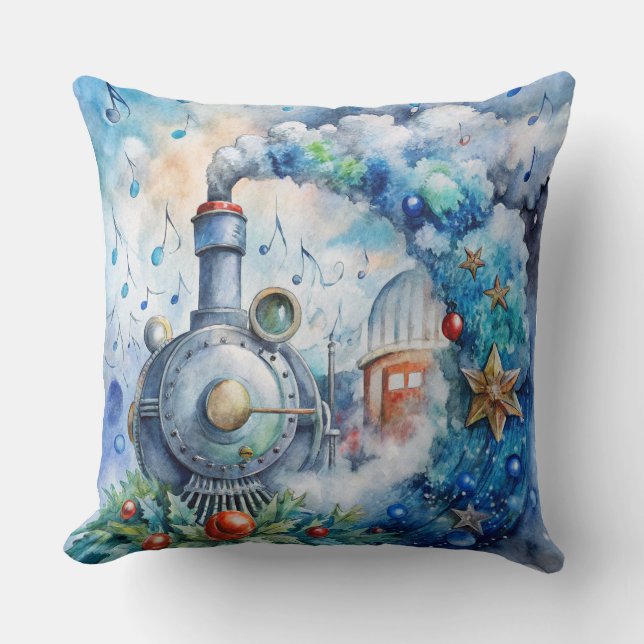 Magisch kersttreinkussen –  winter kussen (Voorkant)