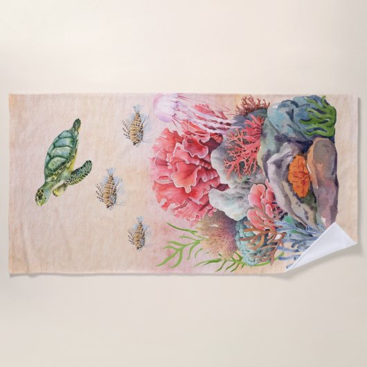 Magisch koraalrif Oceaanleven Nautische kwallen Strandlaken (Voorkant)