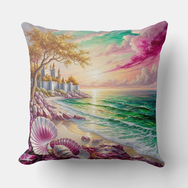 Magisch Kustkasteel bij Zonsondergang Kussen (Voorkant)