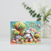 Magisch land paashaas feestdagenkaart (Staand voorkant)